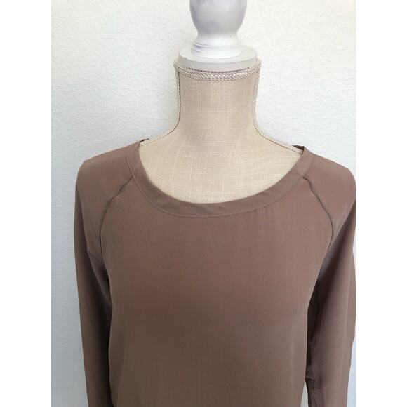Chaser Crepe De Chine Silk Open Back Top in Clay - M - Picture 2 of 4